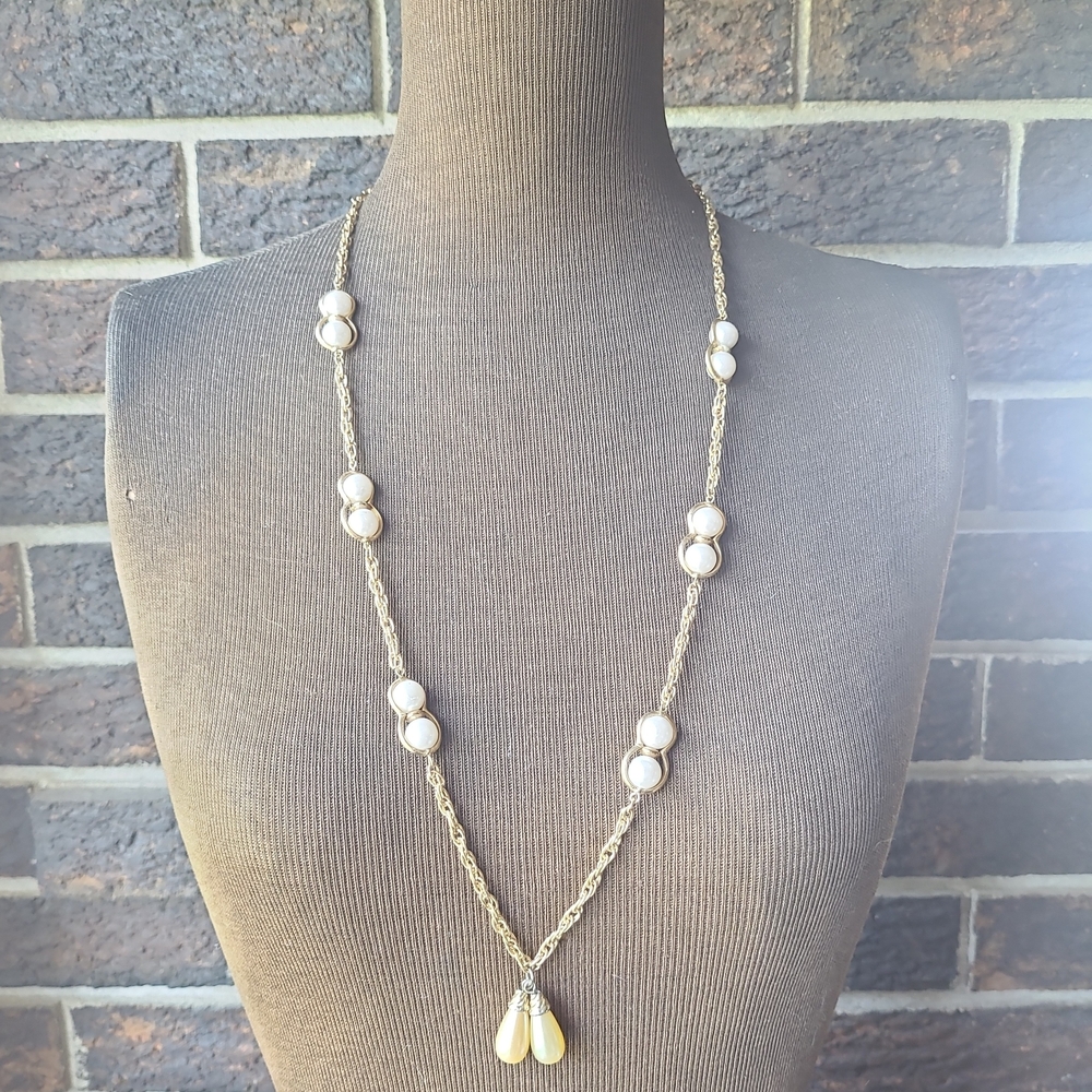 Long Gold Chain and Pearl Vintage Necklace